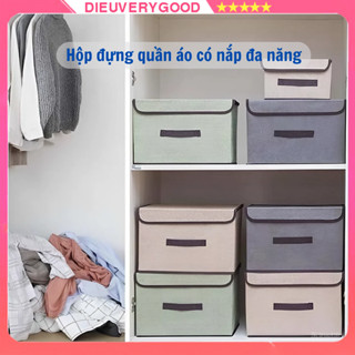 Hộp đựng quần áo hộp vải đựng đồ cá nhân có nắp đa năng gấp gọn bằng vải cứng