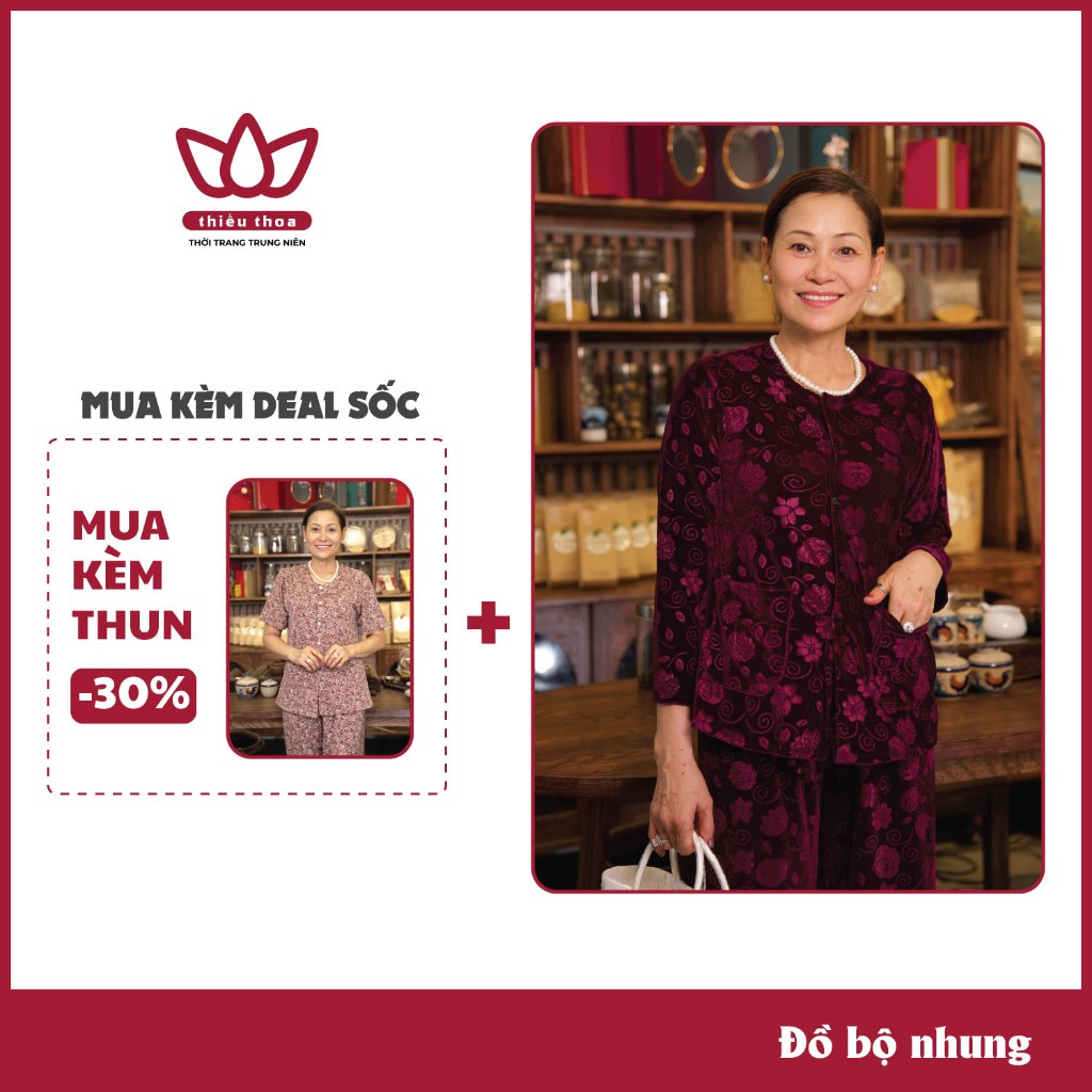 Bộ quần áo thu đông trung niên NHUNG HÀN, 1 món quà dành tặng cho mẹ ý nghĩa - bộ đồ lạnh tặng bà