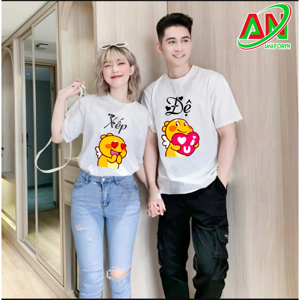 áo đôi nam nữ-áo đôi tình yêu KHỦNG LONG xếp đệ CÓ SIZE ĐẠI 5XL- chất cotton mịn mát