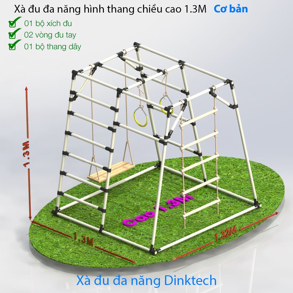 Xà đu đa năng hình thang 1m3, bộ khung vận động hình thang đa năng