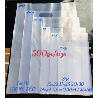 {500gr/size}- túi Nilon PE trong dẽo, túi gói hàng, túi xách hàng nặng
