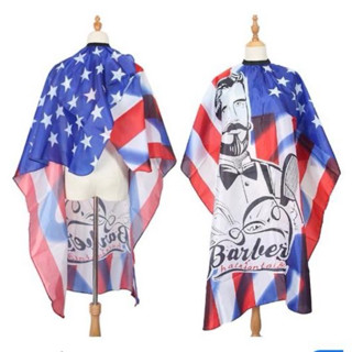Áo Choàng Cắt Tóc Barber, khăn choàng căt tóc nam nữ, áo hoạ tiết cờ mỹ