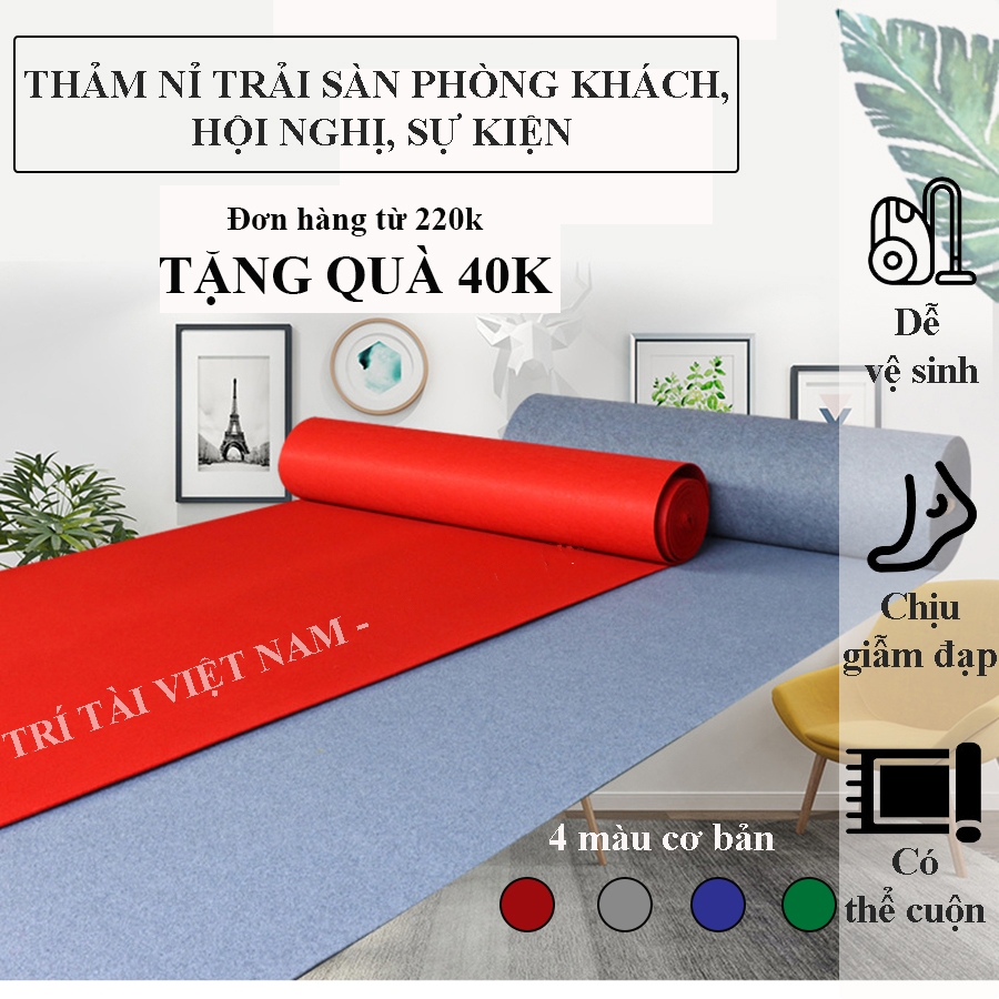 Thảm Nỉ Trải Lót Sàn Phòng Khách Dạng Cuộn, Trải Văn Phòng, Sự Kiện, Sân Khấu Đám Cưới
