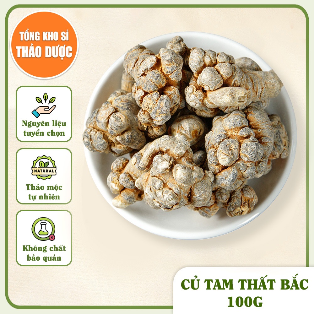 Củ tam thất bắc 100g (Hàng loại 1, 7 củ/lạng, khô, sạch)