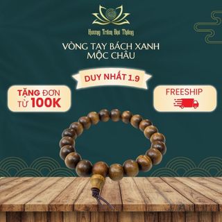 Vòng tay gỗ bách xanh mộc châu Hương Trầm Đại Thắng cao cấp, thiết kế sang trọng, thơm mát dịu nhẹ