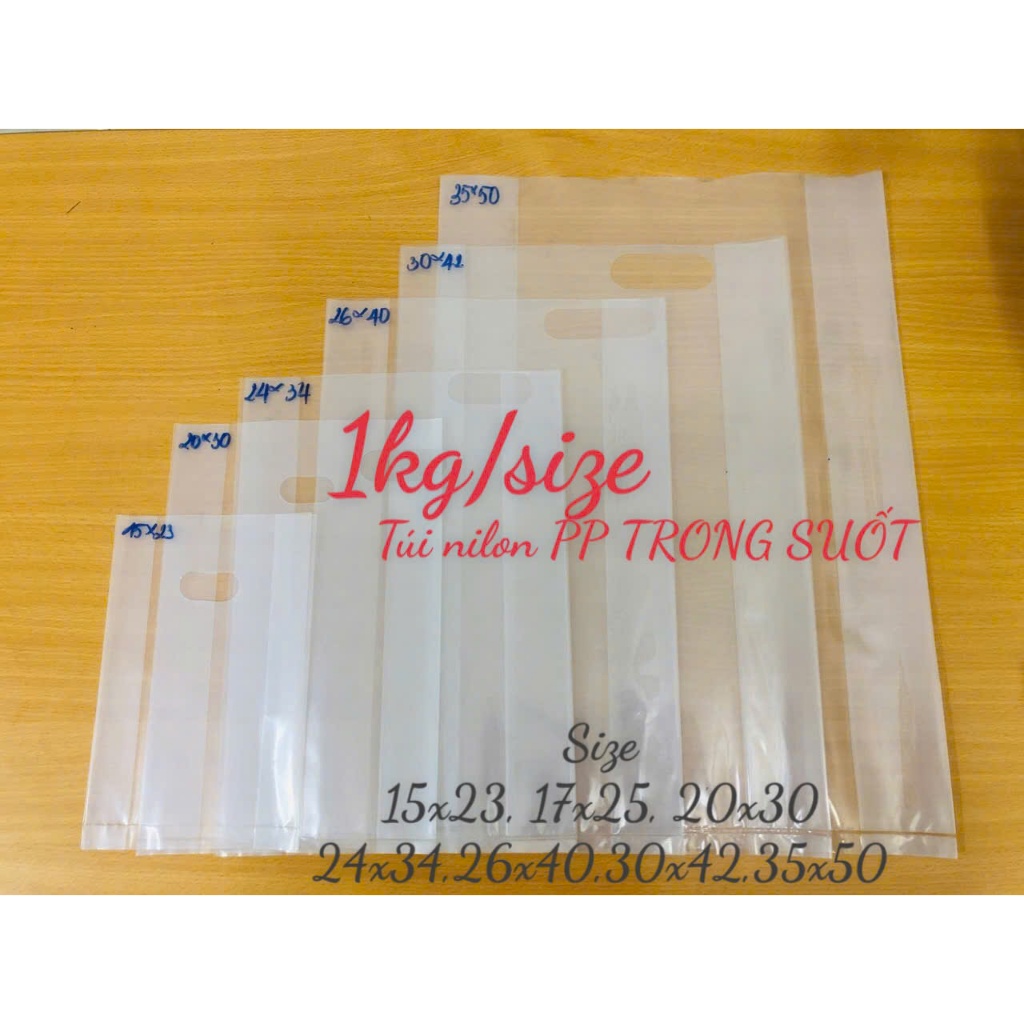{1kg/size} túi nilon trắng trong suốt, túi PP trong- hàng đẹp có sẵn