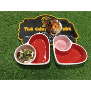 Chén sứ tim đôi - Chén ănhamster, nhím kiểng