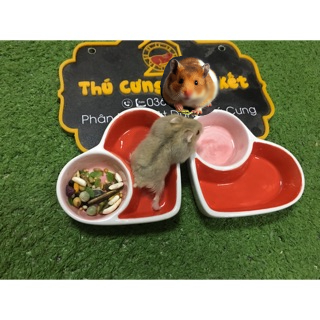 Chén sứ tim đôi - Chén ănhamster, nhím kiểng