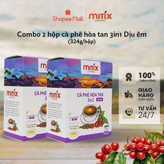 Combo 2 hộp cà phê hoà tan Mitix 3in1 Dịu êm 324g (18g x 18 gói), công nghệ sấy lạnh