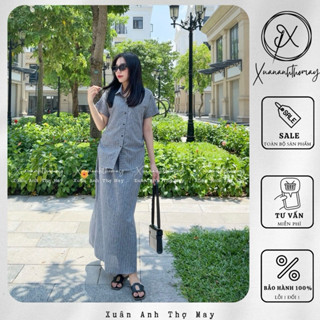 Set áo + chân váy đũi kẻ - Xuananhthomay