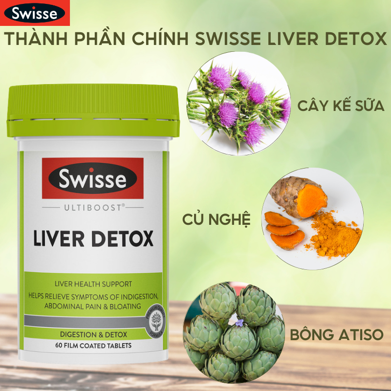 Thải độc gan Swisse Ultiboost Liver Detox 120 viên đào thải độc tốc , thanh lọc cơ thể và bảo vệ gan