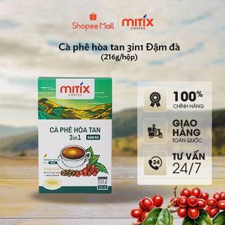 Cà phê hòa tan 3in1 Mitix Đậm Đà Hộp 216g (12 gói), công nghệ sấy lạnh hiện đại