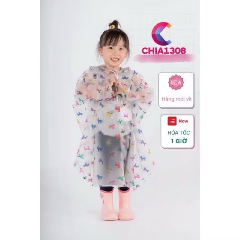 Áo mưa bít trẻ em hình thú dễ thương