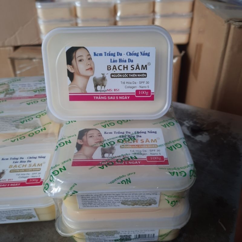2 hộp Kem vuông trắng da Bạch Sâm 100g