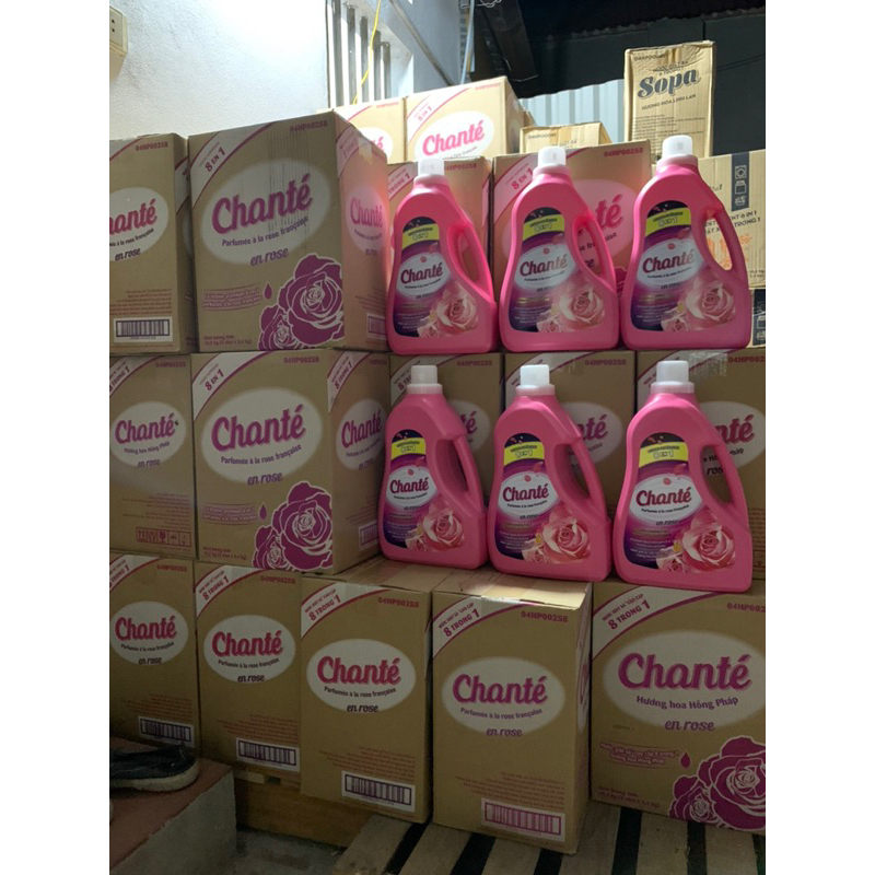 Nước giặt Chante 8 in 1 3,1kg( thùng 4 chai) hương hoa hồng pháp
