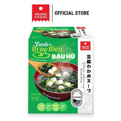 Canh rong biển đậu hũ Asuzac hộp 40g (4 g x 10 gói) - Asuzac Wakame Soup -Eat Clean