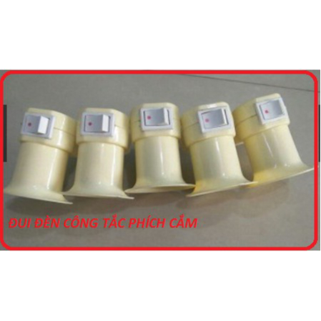 Đui đèn E27 có công tắc liền phích cắm, bóng led chanh màu đỏ đục. Hakhanhelec