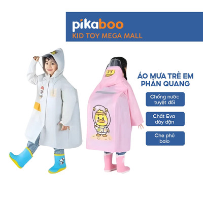 Áo mưa trẻ em cao cấp Pikaboo, chất liệu Eva dày dặn chống thấm nước tốt, họa tiết dễ thương cho bé