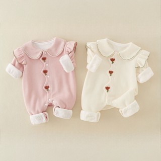 Bodysuit cho bé gái vải nhung tăm Body dài tay thu đông dễ thương xinh xắn cho bé gái BA HOA NGỰC SLT154