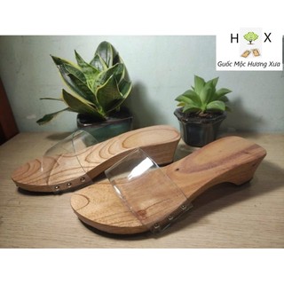 Guốc gỗ Guốc mộc cao 5 phân ( Có đóng thêm đế cao su )