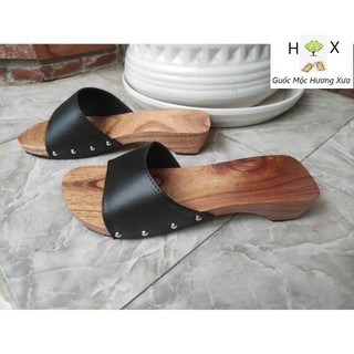 Guốc gỗ Guốc mộc cao 5 phân ( Có đóng thêm đế cao su )
