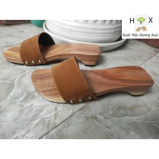 Guốc gỗ Guốc mộc cao 5 phân ( Có đóng thêm đế cao su )