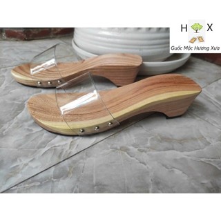 Guốc gỗ Guốc mộc cao 5 phân ( Có đóng thêm đế cao su )