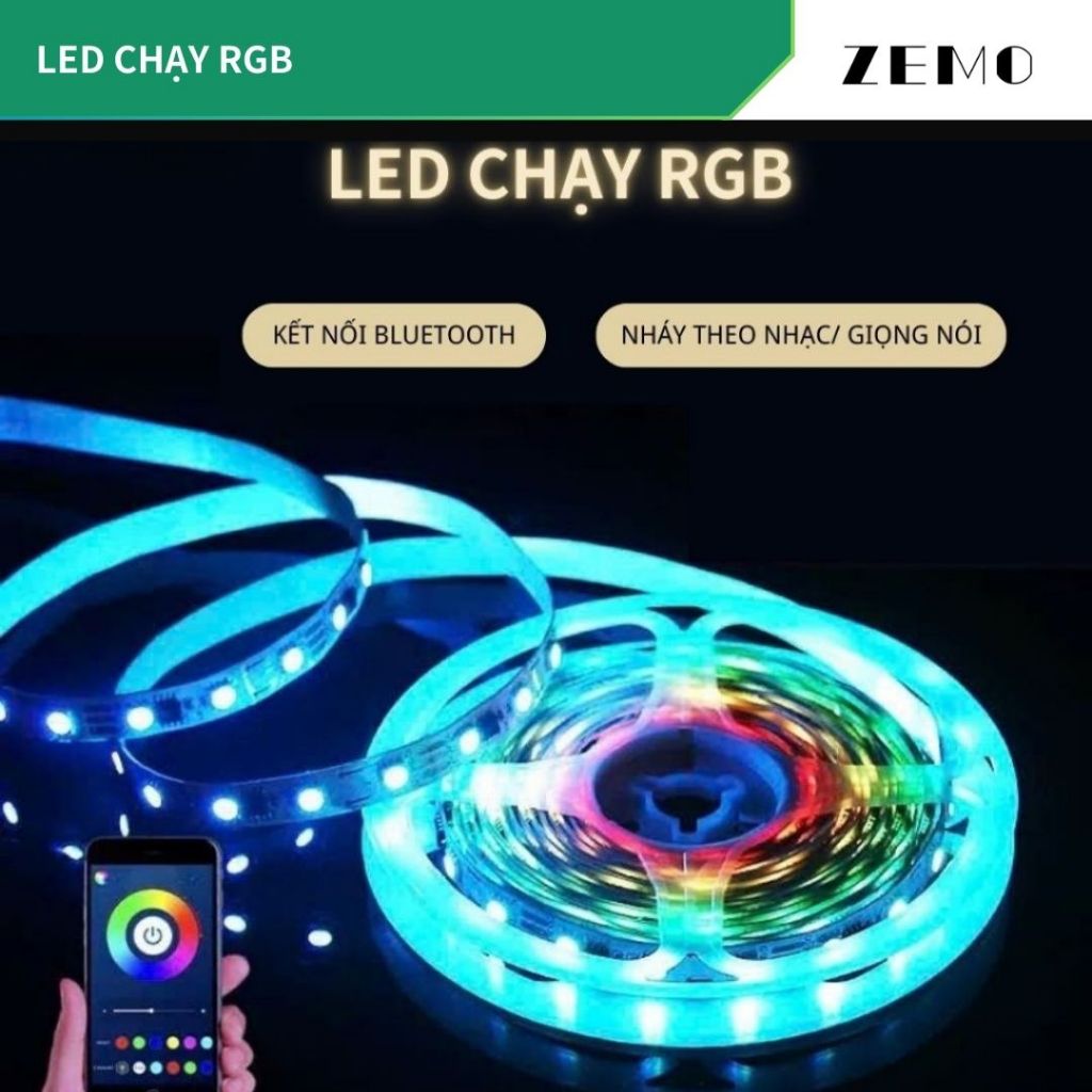 Led Chạy RGB Kết Nối Bluetooth Nháy Theo Nhạc Cuộn 10m