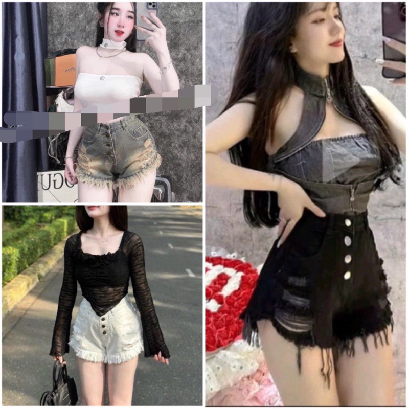 Quần Jean Đùi 4 Cúc Tua Rua, Quần Đùi Nữ Thời Trang Sang Chảnh