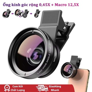  Ống Kính Góc Rộng 0.45x Ống kính 12.5x Macro góc rộng 2 trong 1 Cho ip Android có kẹp gắn dùng 