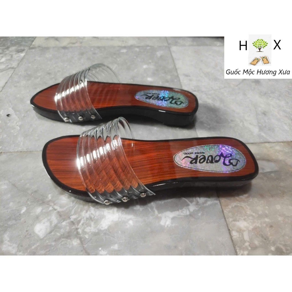 Guốc gỗ Guốc mộc 2 phân 5 phân quai trong ( đế cao su 2 lớp )