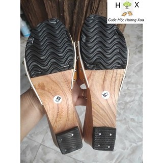 Guốc Gỗ Guốc Mộc 5 Phân Quai Nơ ( đế cao su 2 lớp )