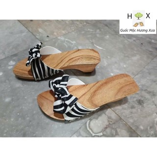 Guốc Gỗ Guốc Mộc 5 Phân Quai Nơ ( đế cao su 2 lớp )