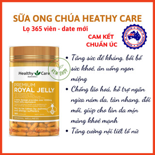   Cam kết chuẩn Úc  Sữa ong chúa Healthy Care Royal Jelly 1000 365 viên Đẹp da Chống lão hóa Cân bằng nội tiết tố nữ 