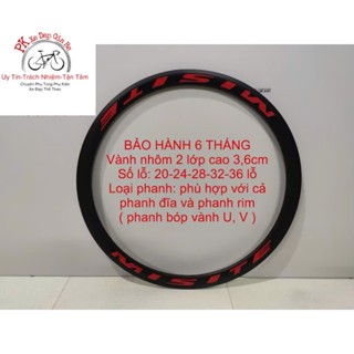 Vành xe đạp 700C MISITE 20-24-28-32-36 lỗ cao 3,6cm, Vành xe đạp 700C nhôm 2 lớp cao cấp