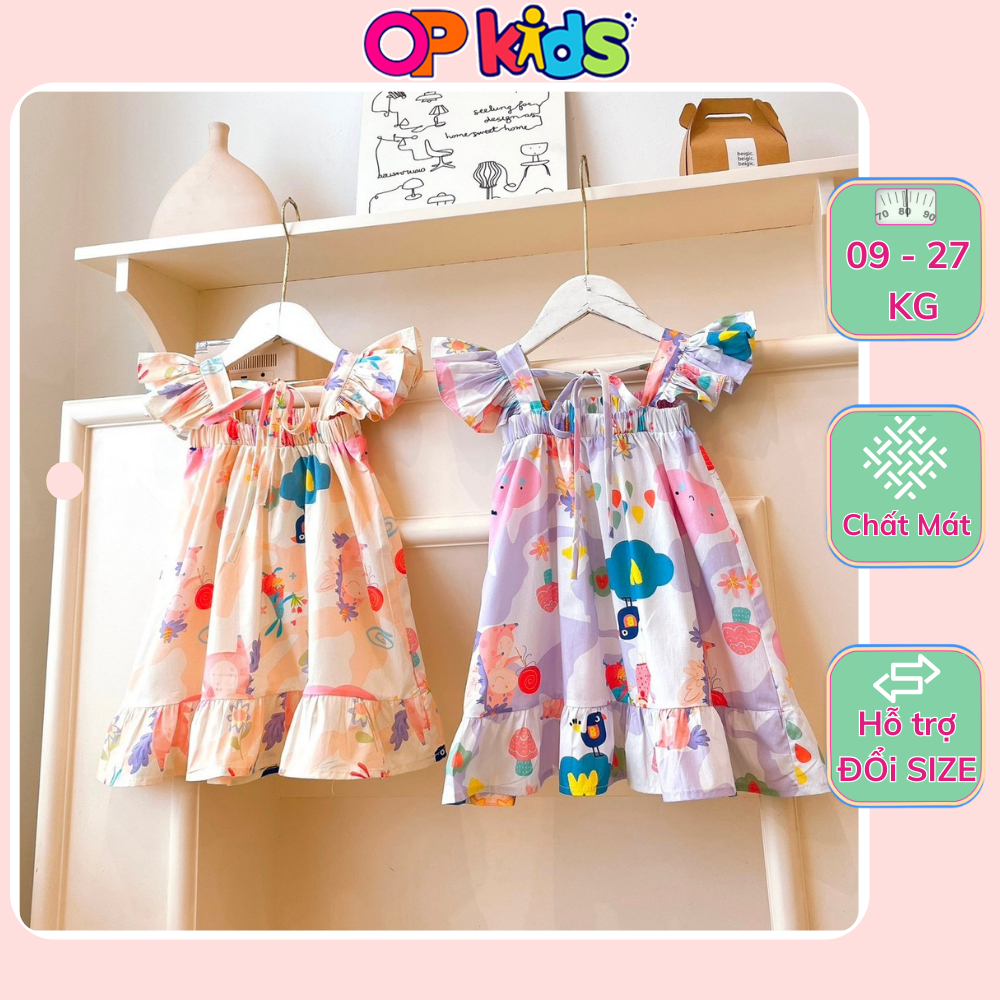 Váy cánh tiên cho bé gái, váy xinh bé gái kiểu dáng đuôi cá O.P Kids 5462 , váy 2 dây cánh tiên chất thô cotton Hàn