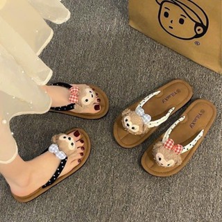 Dép xỏ ngón nữ phẳng 2024 Phong cách mới Đế mềm phong cách Hàn Quốc Dép đi chơi Dép