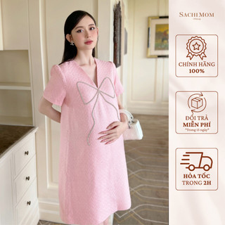  Đầm Bầu SACHIMOM - Váy Bầu Dạ Tweed Đính Đá CICI DRESS 