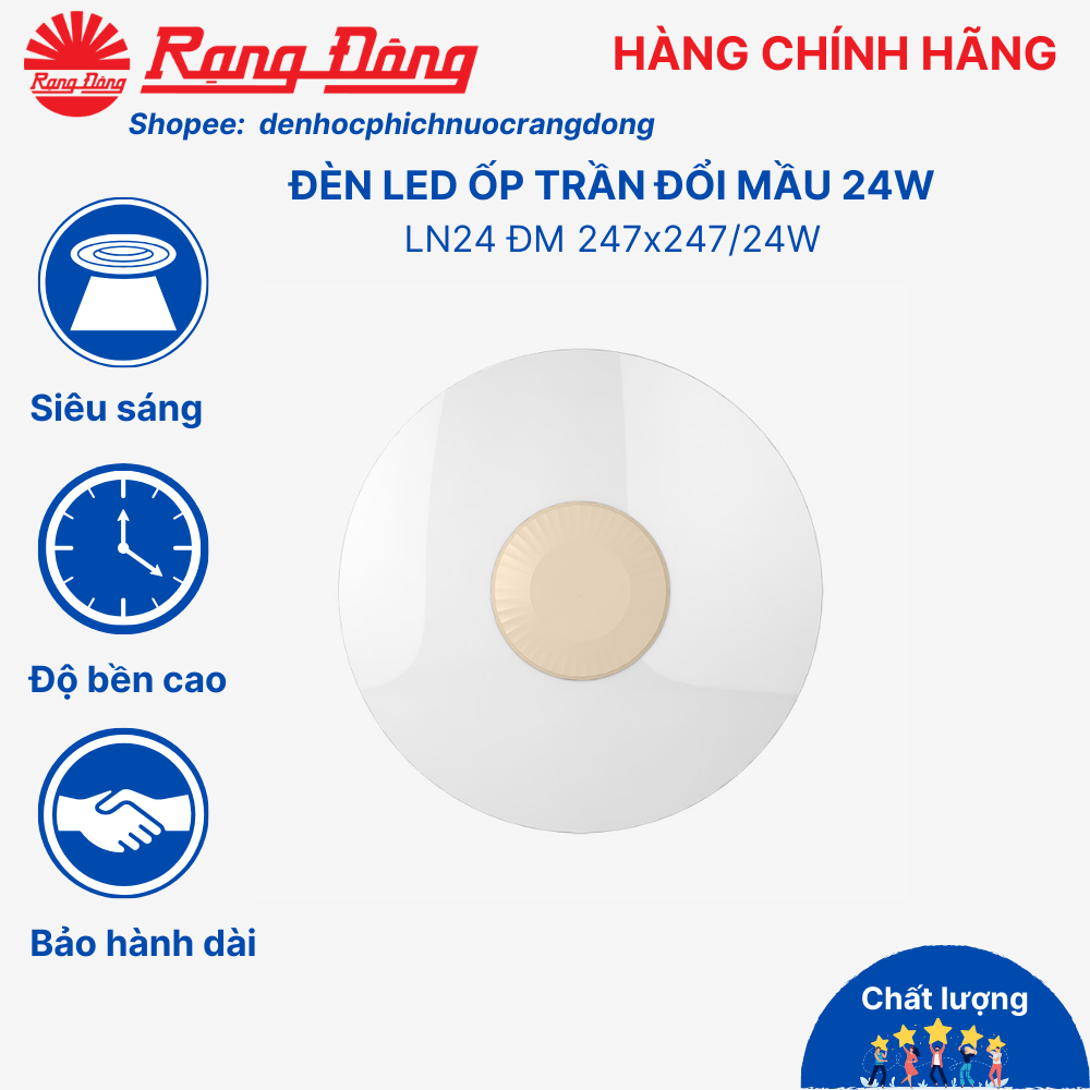 Đèn led ốp trần đổi mầu LN26 ĐM 360/36W  siêu sáng tiết kiệm điện