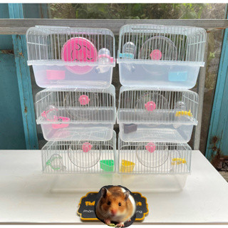 Lồng nuôi hamster - Lồng hamster KHAY CAO TRONG suốt, lồng mini full phụ kiện, lồng ngũ sắc hamster