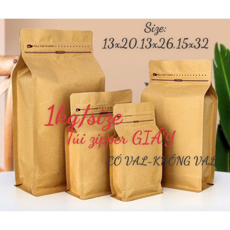 Túi zip giấy MÀN GHÉP, Túi  zipper 8 cạnh cafe - [1kg/size]
