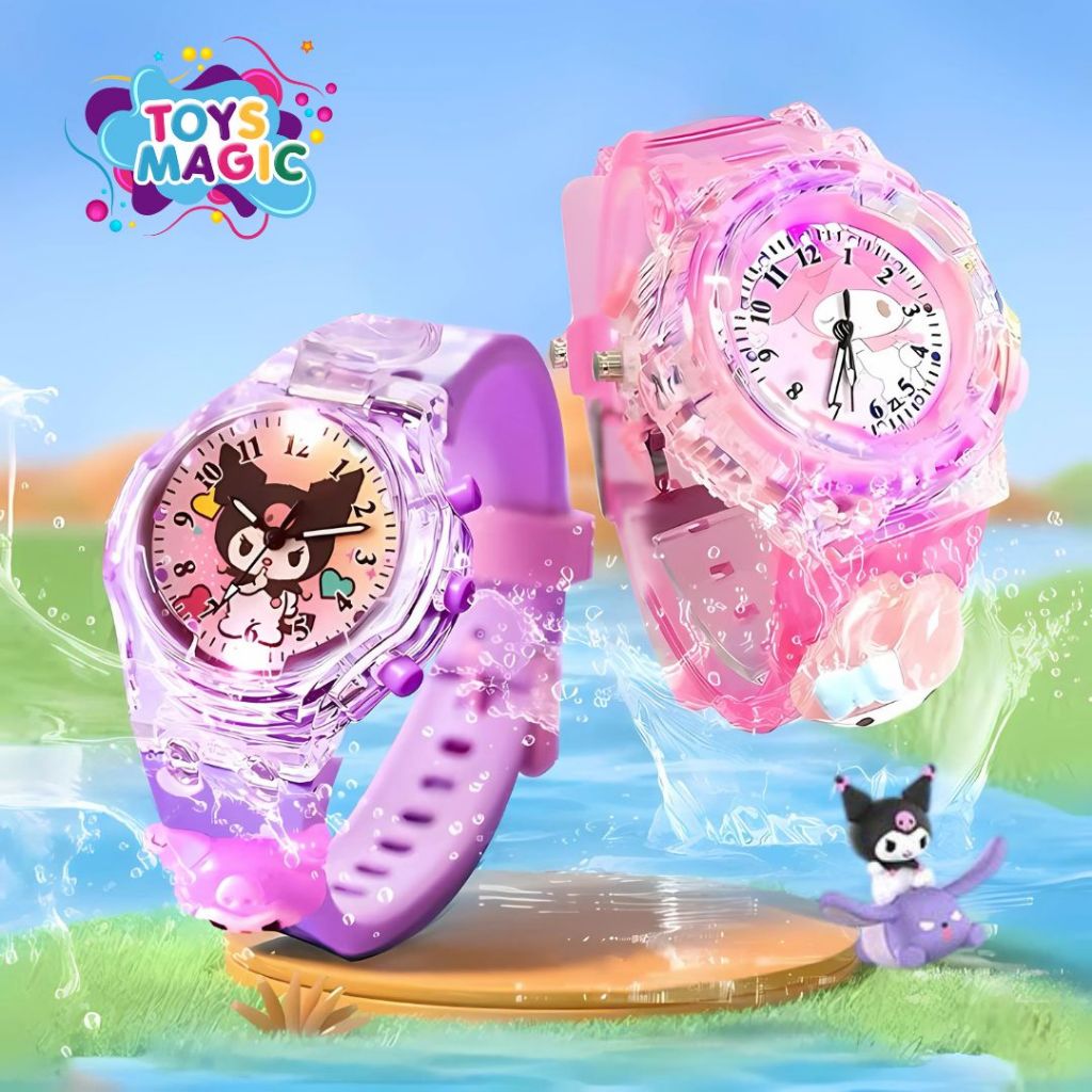 Đồng Hồ Đeo Tay Kuromi, Melody, Elsa Phát Sáng Có Dây Đeo Silicon An Toàn , Mềm Mại - Đồng Hồ Điện Tử Đa Năng Cho Bé