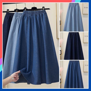 Chân váy jean Bigsize nữ dáng dài chữ A thiết kế cạp chun co giãn Chân váy bò nữ cạp cao che khuyết điểm mặc đi chơiCV63