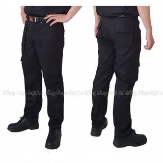 Quần đồng phục bảo vệ vải kaki túi hộp cơ động màu đen chuyên nghiệp dành cho bảo vệ, vệ sĩ