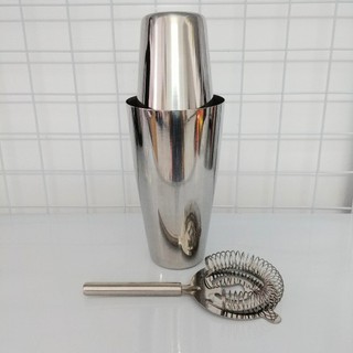 combo boston shaker inox và Strainer chặn đá inox