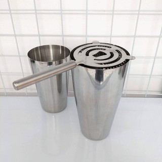 combo boston shaker inox và Strainer chặn đá inox