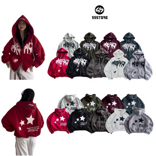 Áo Khoác Hoodie In Nổi Boxy Mũ To, Áo hoodie THREE STARS Cao Cấp Dày Dặn, Phù Hợp Cho Thu Đông