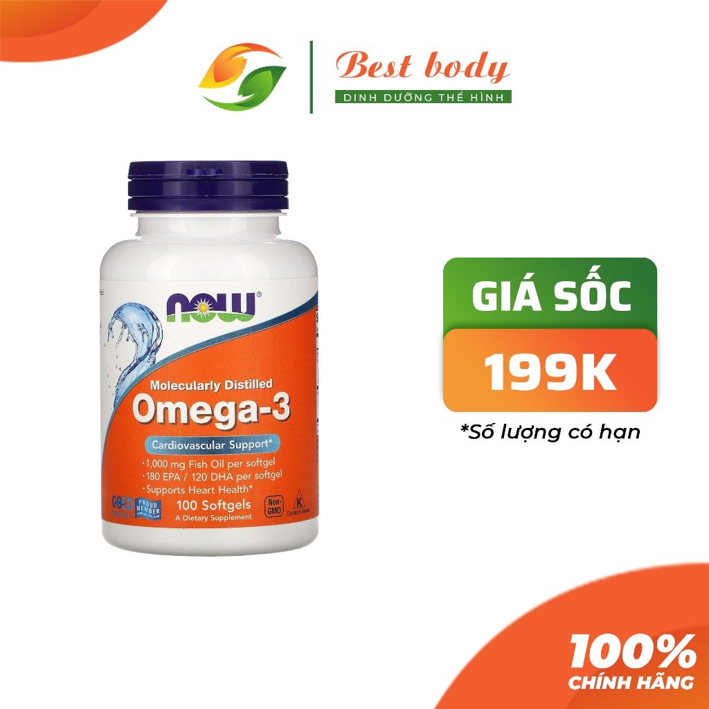 NOW Omega 3 Bổ Sung Giúp Đep Da Chống Lão Hóa Sáng Mắt Dầu Cá Omega3 Fish Oil