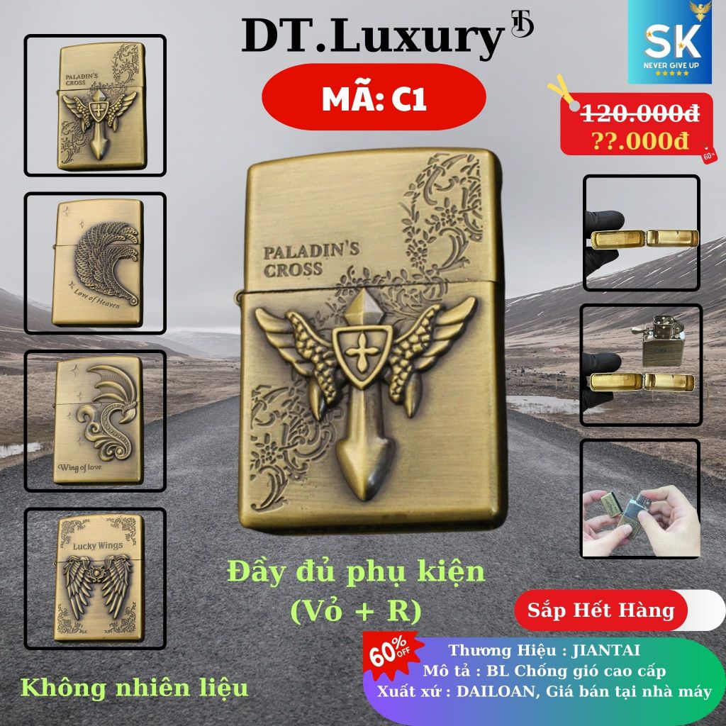 Vỏ Jippo Độc Lạ (M-C1) Chất liệu Đồng Thau (Không Bao Gồm Nhiên Liệu)