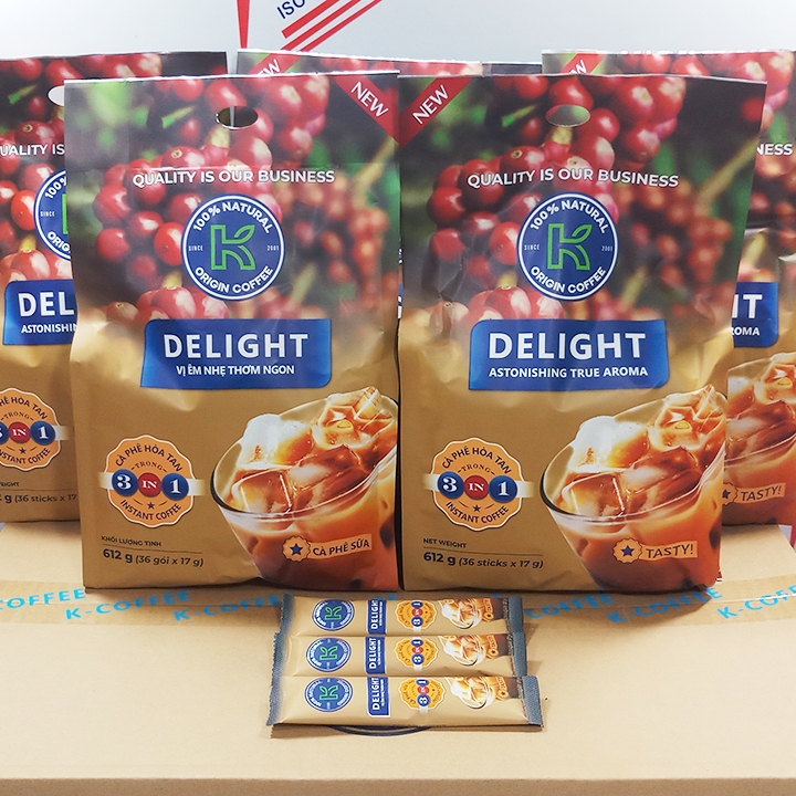 05 bịch Cà phê sữa K Delight Phúc Sinh (mỗi bịch 612g x 36 gói nhỏ 17g)